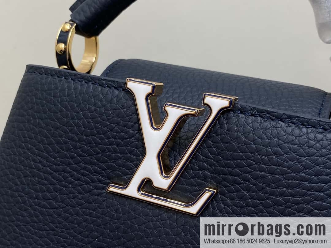 [Boutique‑grade] M25211 dark blue (chain strap) M24863 full leather cap that English series Capucines mini handbag