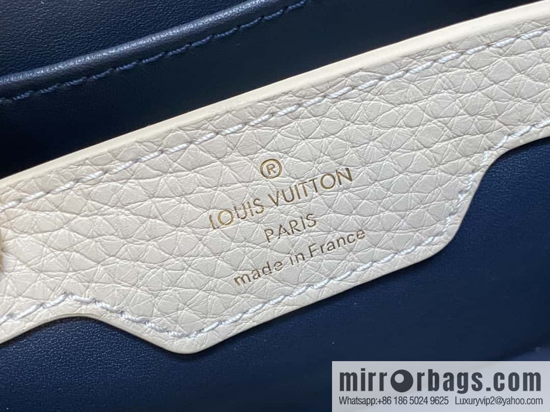[Boutique‑grade] M25211 dark blue (chain strap) M24863 full leather cap that English series Capucines mini handbag