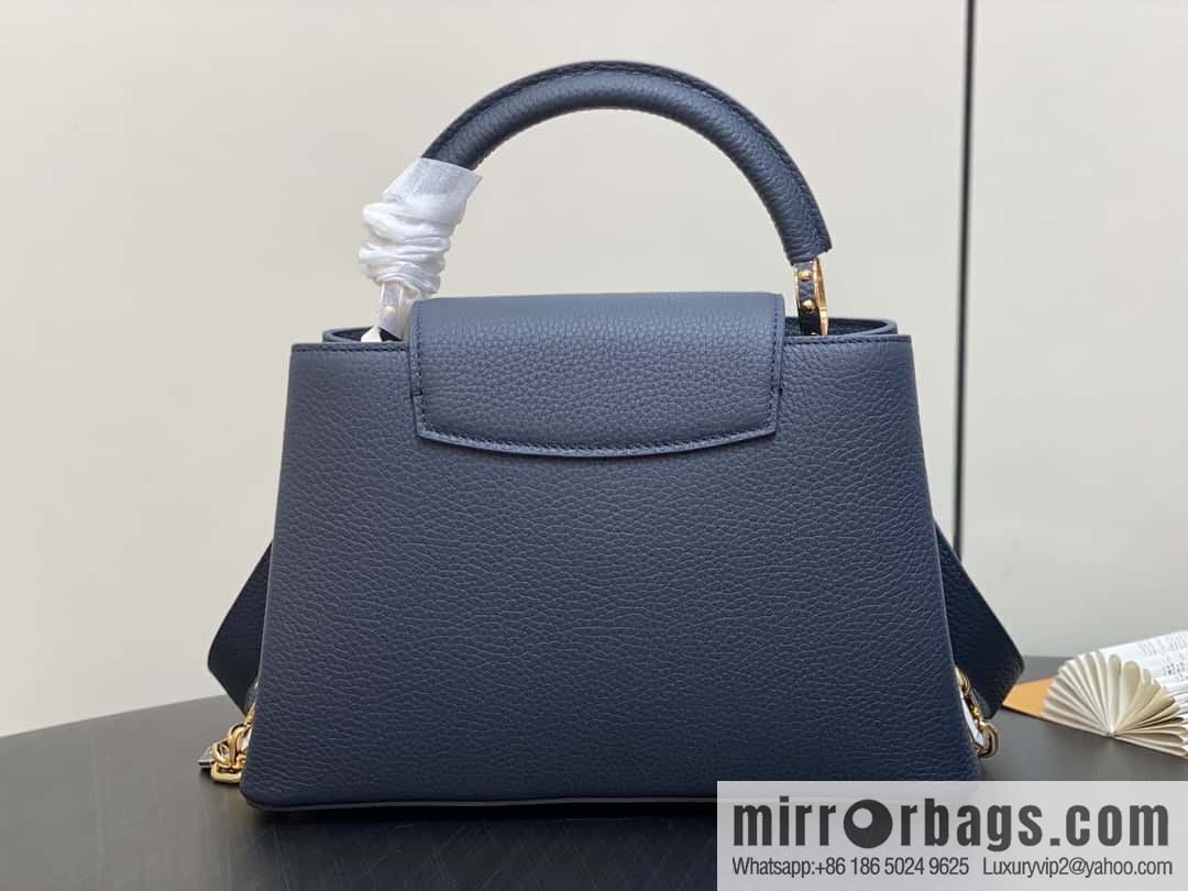 [Boutique‑grade] M25211 dark blue (chain strap) M24863 full leather cap that English series Capucines medium handbag