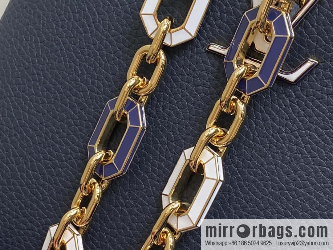 [Boutique‑grade] M25211 dark blue (chain strap) M24863 full leather cap that English series Capucines medium handbag