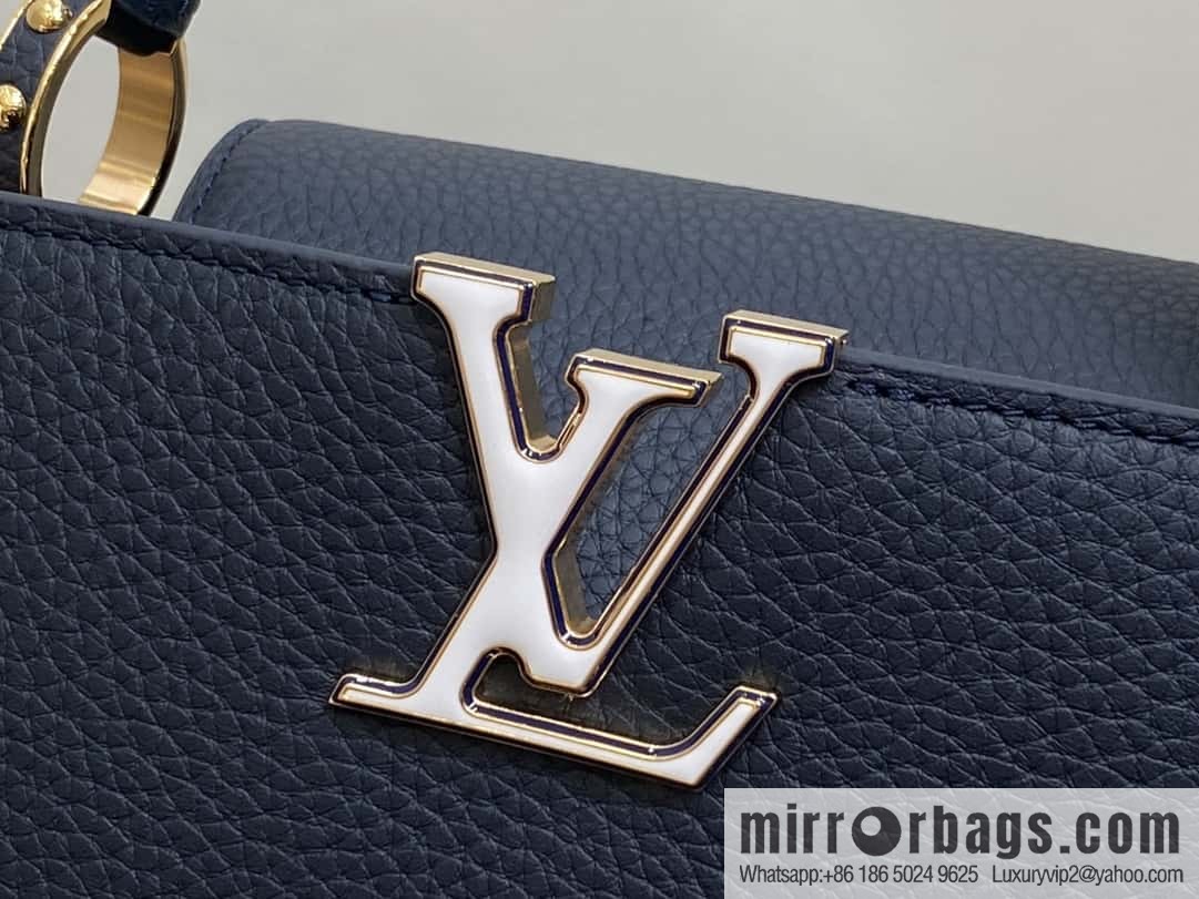 [Boutique‑grade] M25211 dark blue (chain strap) M24863 full leather cap that English series Capucines medium handbag