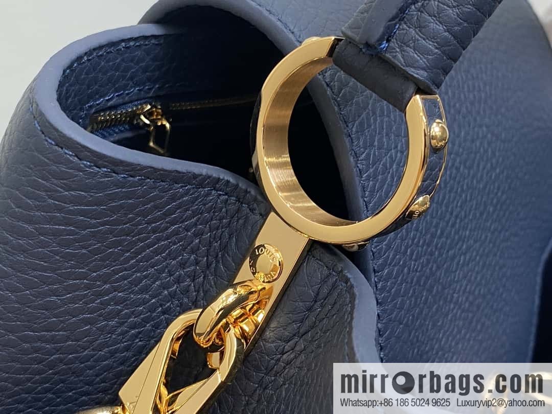 [Boutique‑grade] M25211 dark blue (chain strap) M24863 full leather cap that English series Capucines medium handbag