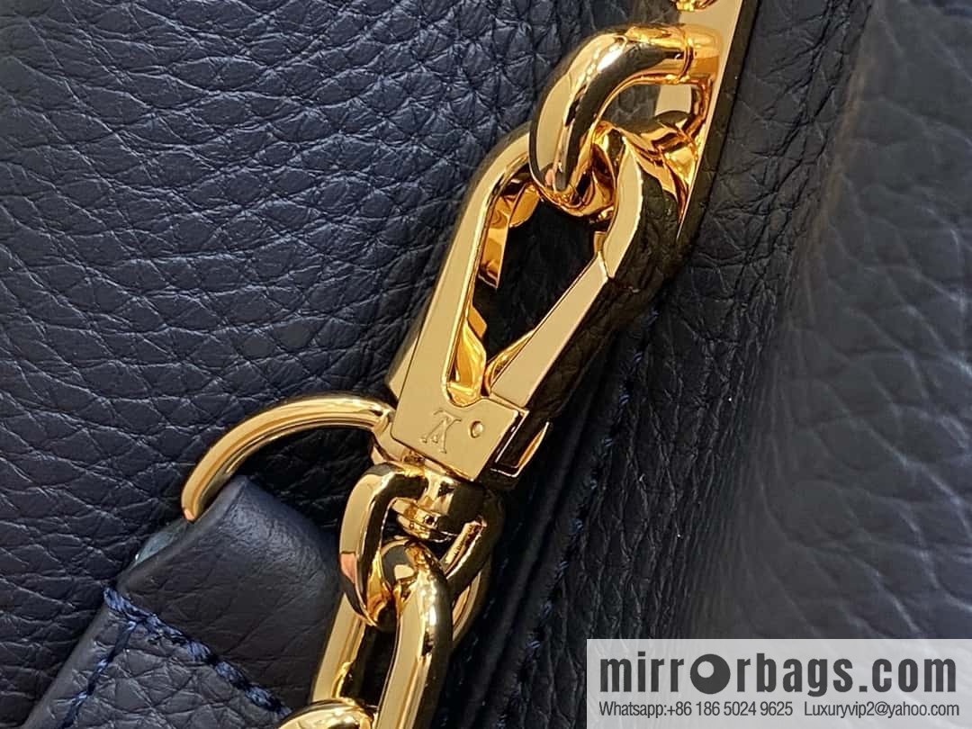 [Boutique‑grade] M25211 dark blue (chain strap) M24863 full leather cap that English series Capucines medium handbag