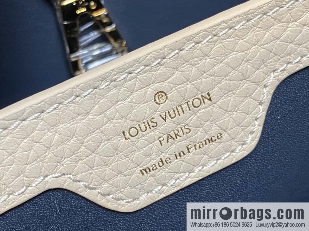 [Boutique‑grade] M25211 dark blue (chain strap) M24863 full leather cap that English series Capucines medium handbag
