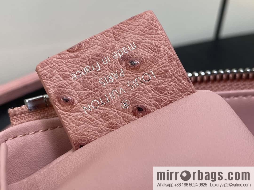 [Boutique‑grade] M25445 pink ostrich pattern full leather, soft box series SLIM TRUNK handbag