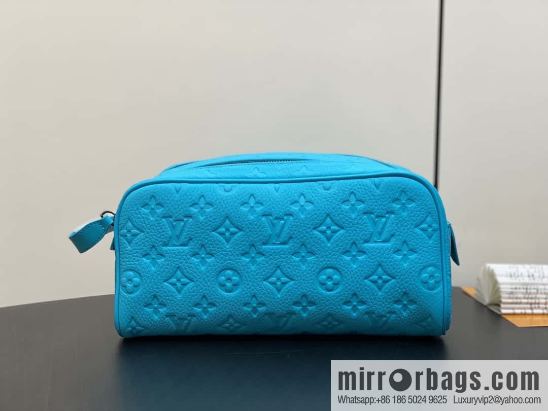 [Boutique‑grade] M11482 blue full leather embossed, toilet bag series, the new DOPP KIT Ms toilet bag of the season M44494
