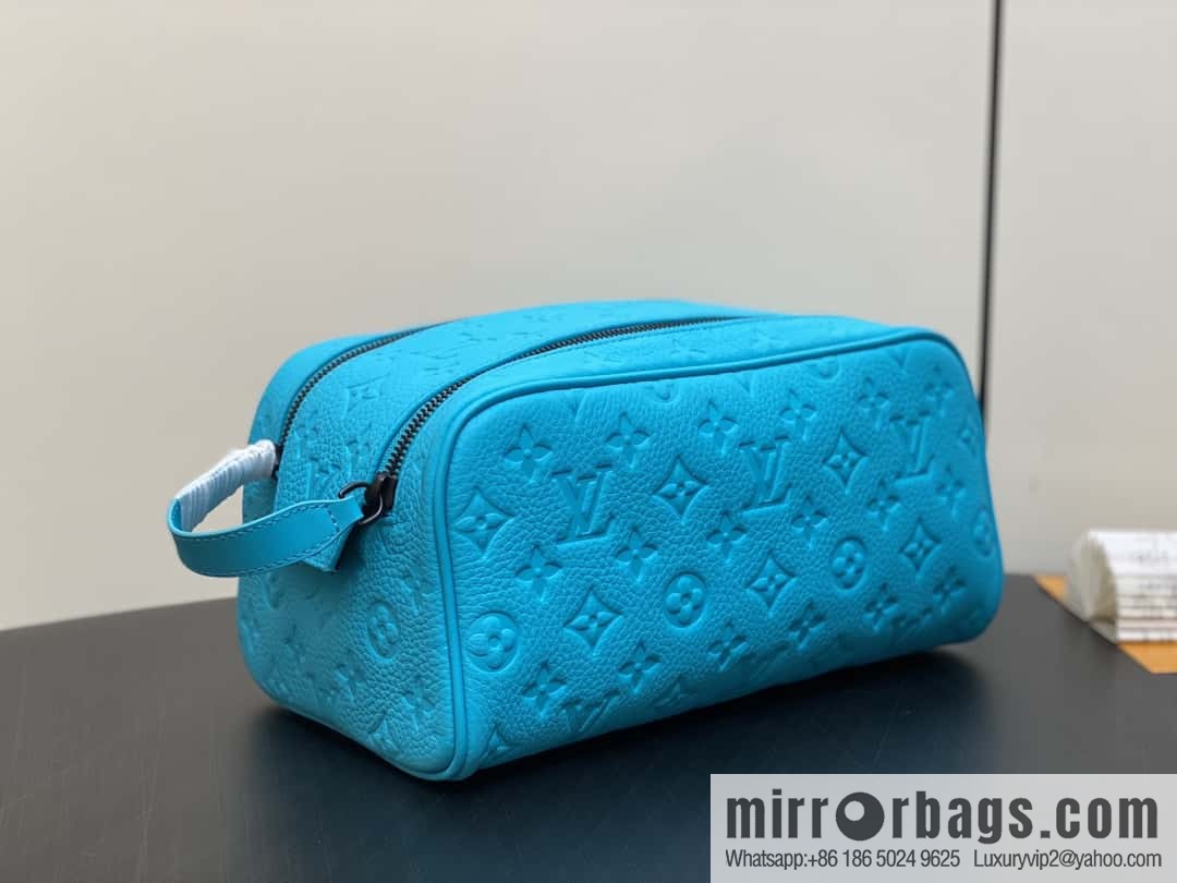 [Boutique‑grade] M11482 blue full leather embossed, toilet bag series, the new DOPP KIT Ms toilet bag of the season M44494
