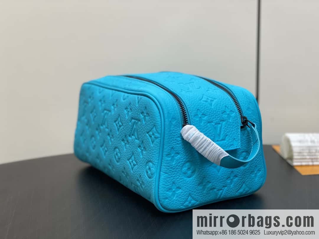 [Boutique‑grade] M11482 blue full leather embossed, toilet bag series, the new DOPP KIT Ms toilet bag of the season M44494
