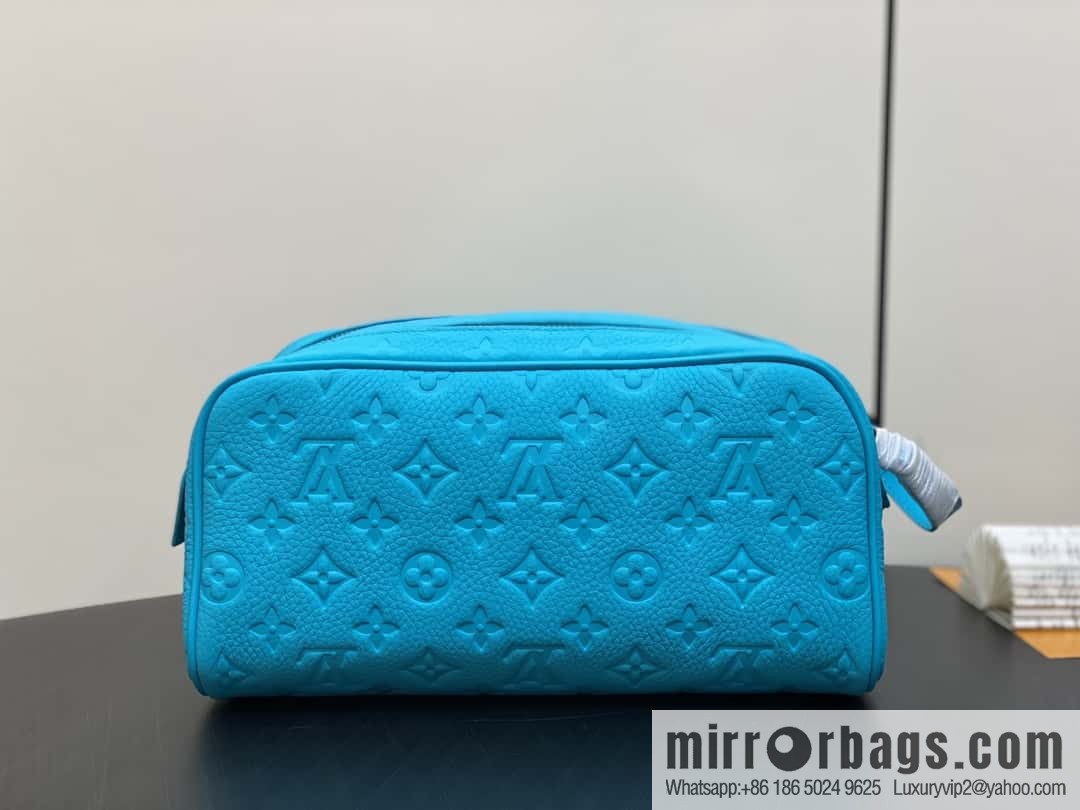 [Boutique‑grade] M11482 blue full leather embossed, toilet bag series, the new DOPP KIT Ms toilet bag of the season M44494