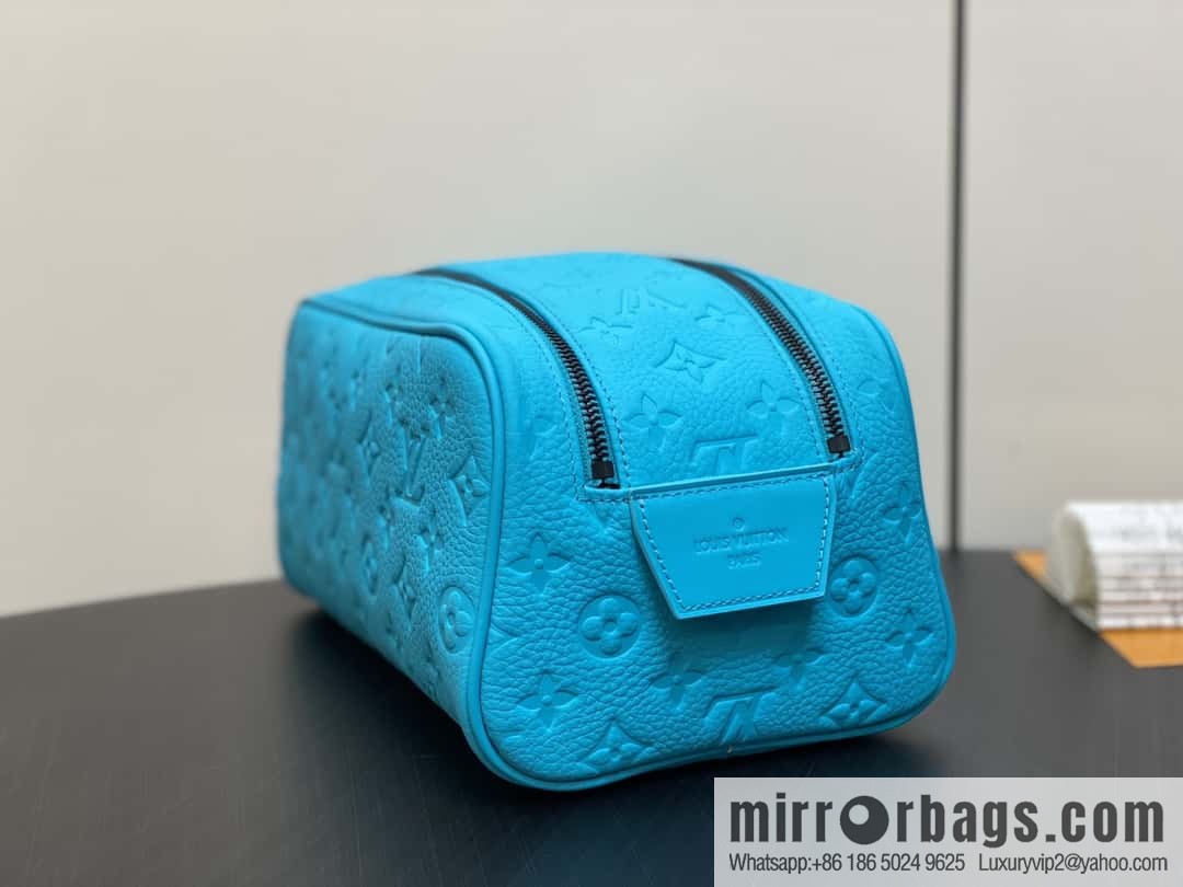 [Boutique‑grade] M11482 blue full leather embossed, toilet bag series, the new DOPP KIT Ms toilet bag of the season M44494