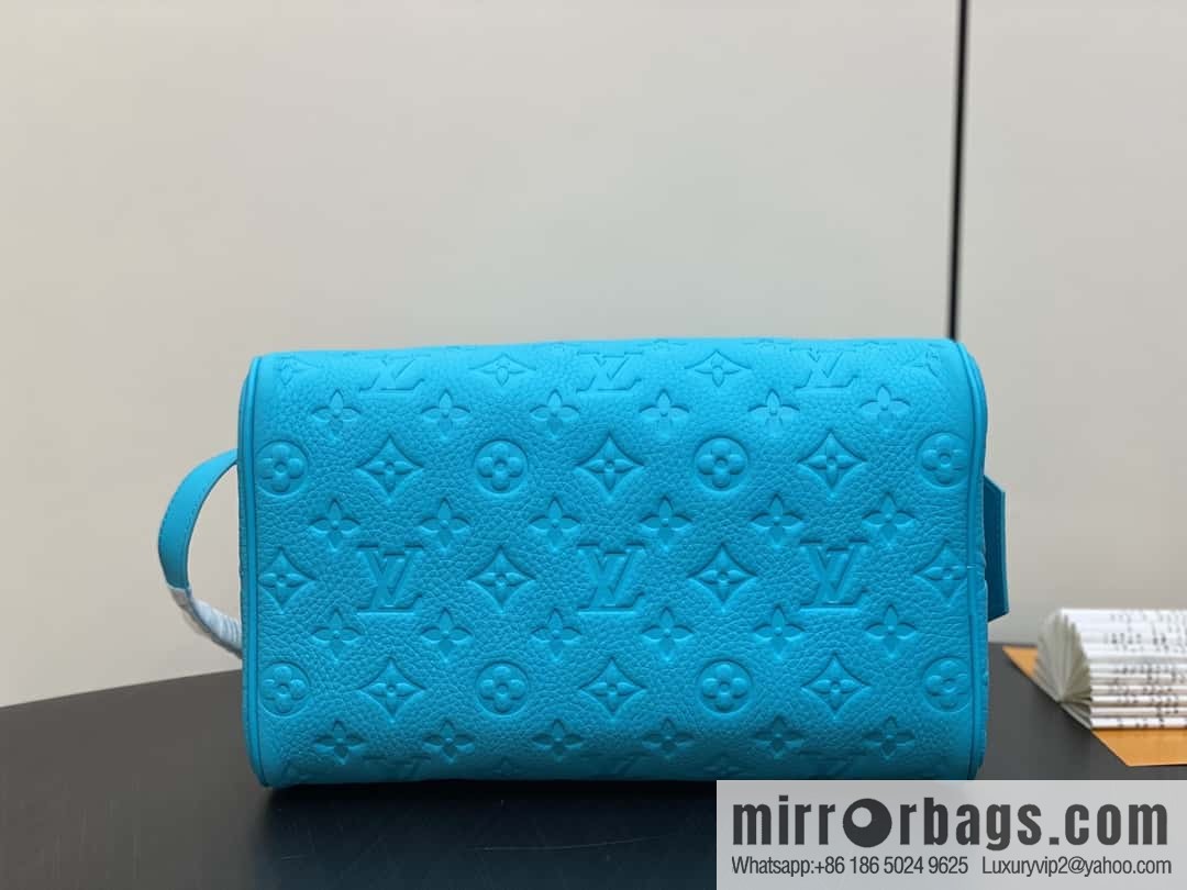 [Boutique‑grade] M11482 blue full leather embossed, toilet bag series, the new DOPP KIT Ms toilet bag of the season M44494