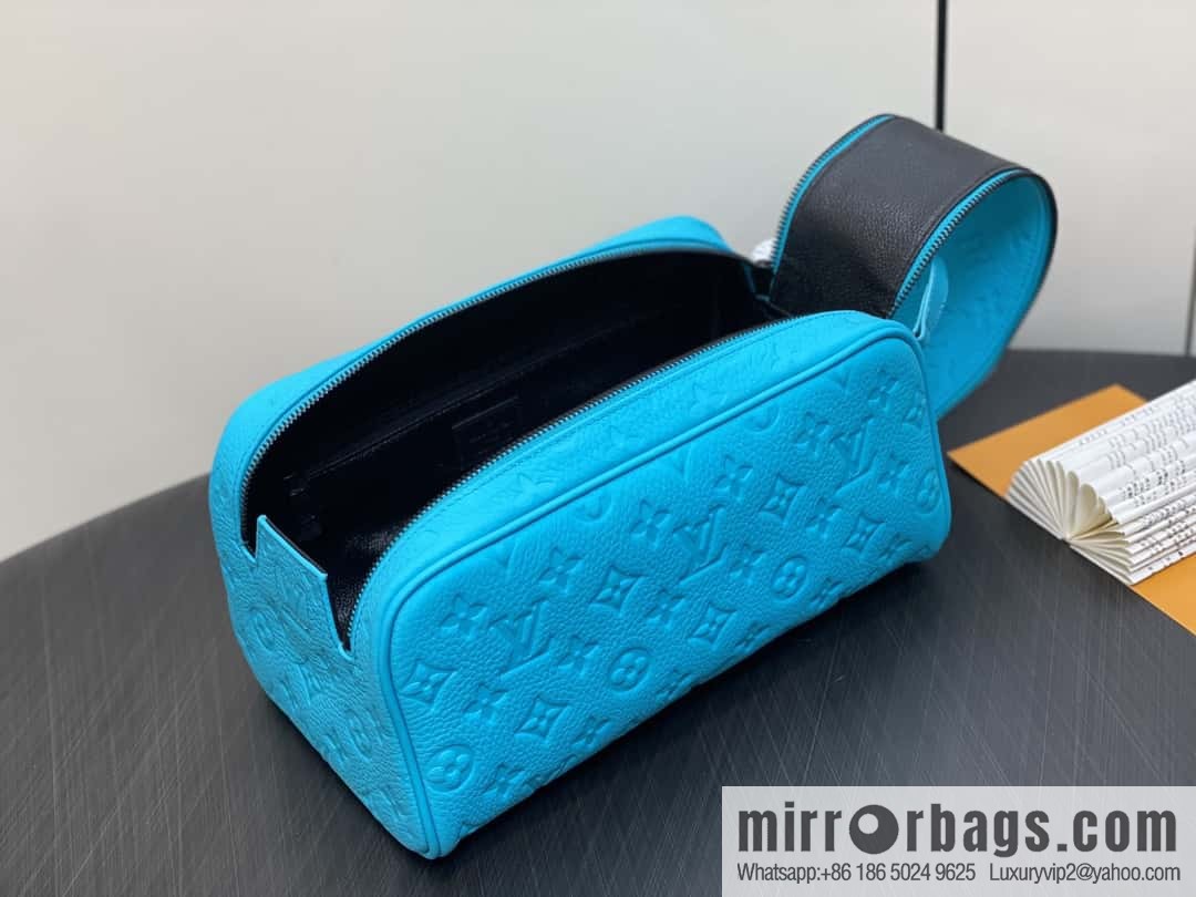 [Boutique‑grade] M11482 blue full leather embossed, toilet bag series, the new DOPP KIT Ms toilet bag of the season M44494