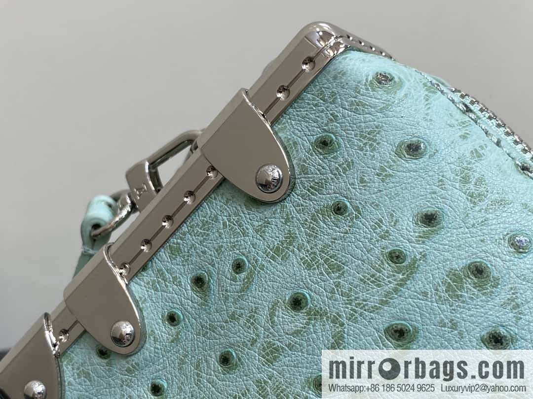 [Boutique‑grade] M25445 light green ostrich pattern full leather, soft box series SLIM TRUNK handbag