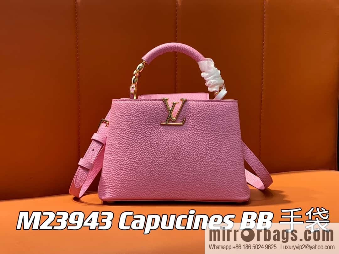 [Boutique‑grade] M23943 pink full leather cap that English series, this Capucines BB handbag