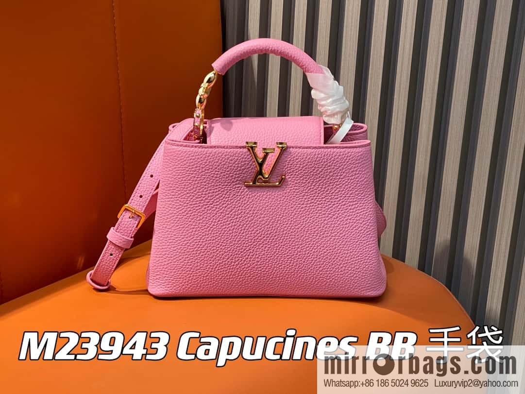 [Boutique‑grade] M23943 pink full leather cap that English series, this Capucines BB handbag