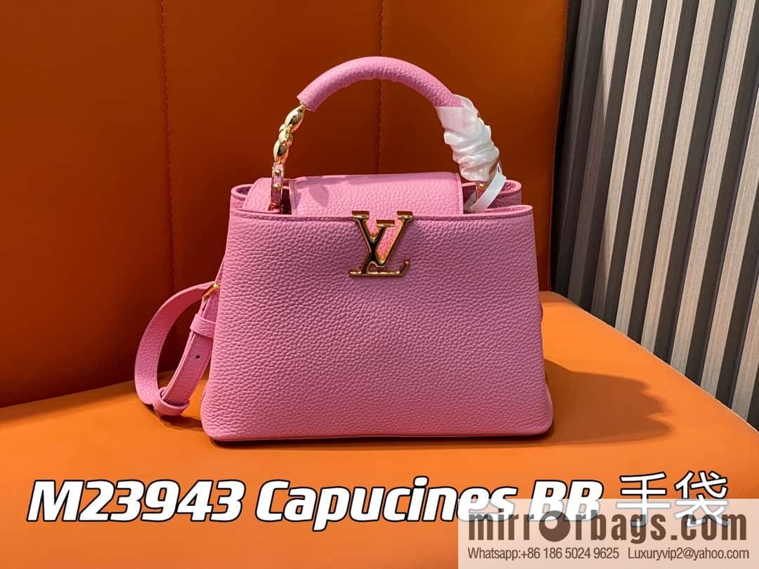 [Boutique‑grade] M23943 pink full leather cap that English series, this Capucines BB handbag