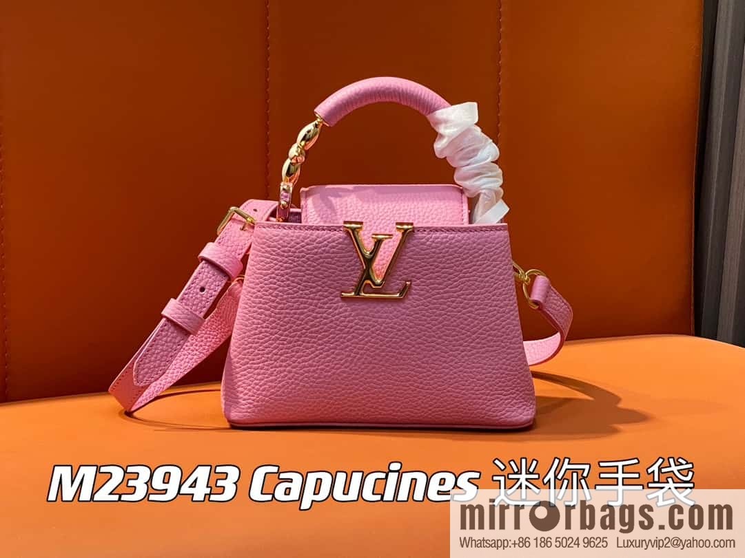[Boutique‑grade] M23943 pink full leather cap that English series, this Capucines mini handbag