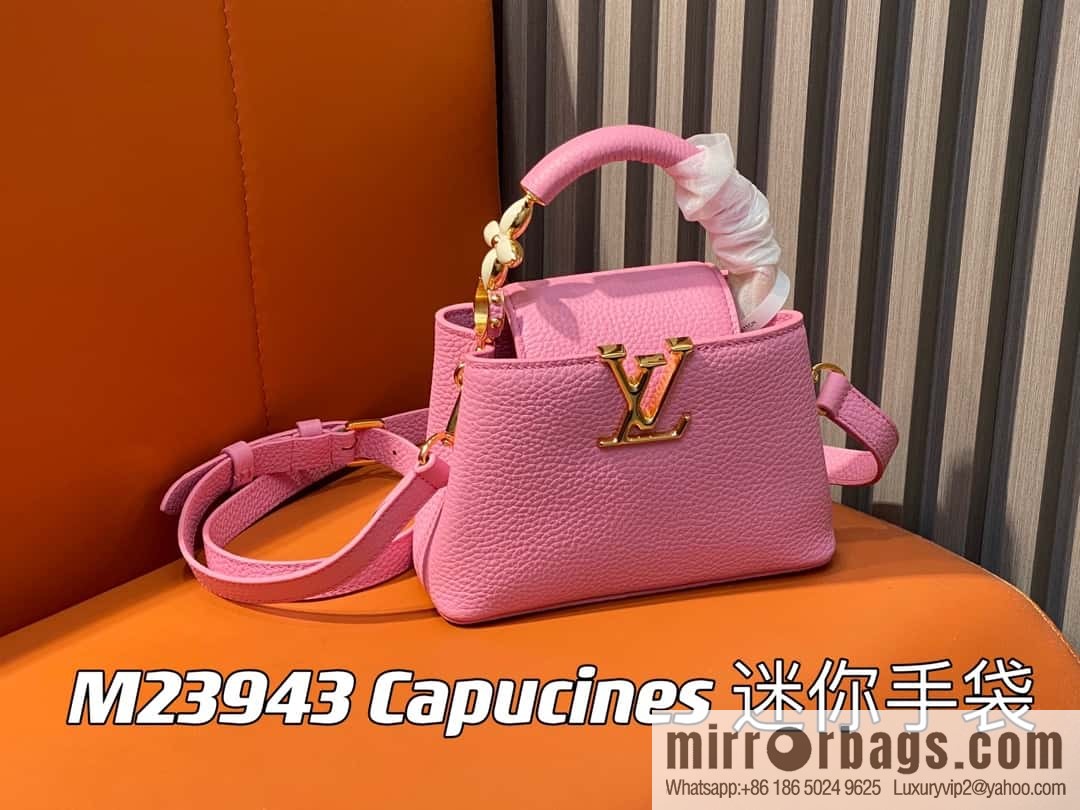 [Boutique‑grade] M23943 pink full leather cap that English series, this Capucines mini handbag
