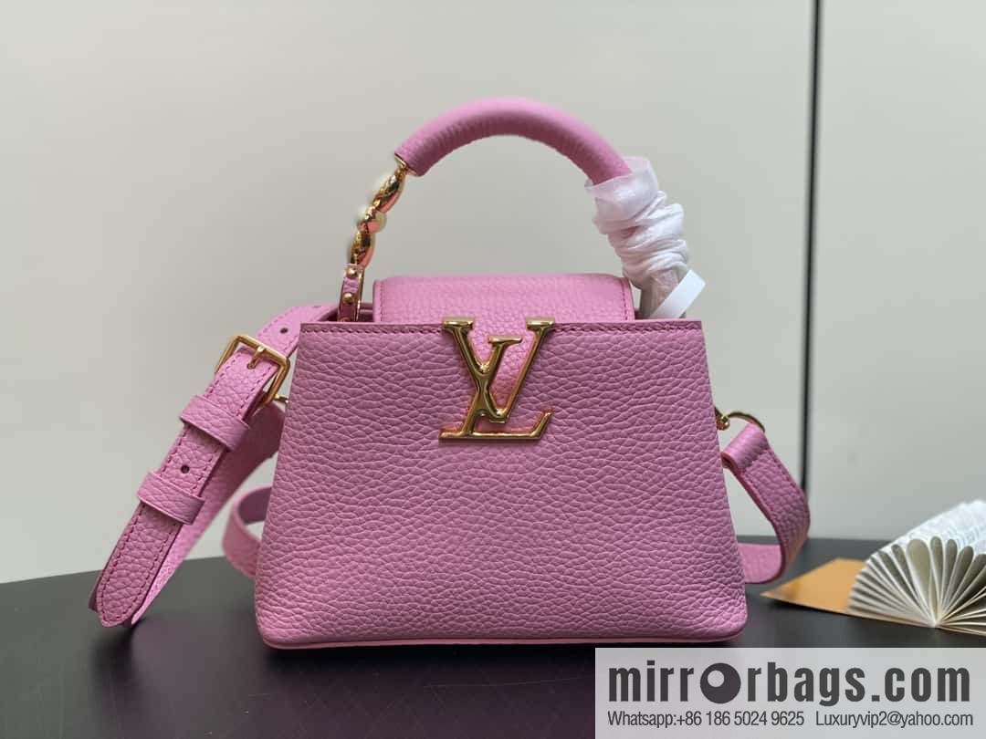 [Boutique‑grade] M23943 pink full leather cap that English series, this Capucines mini handbag
