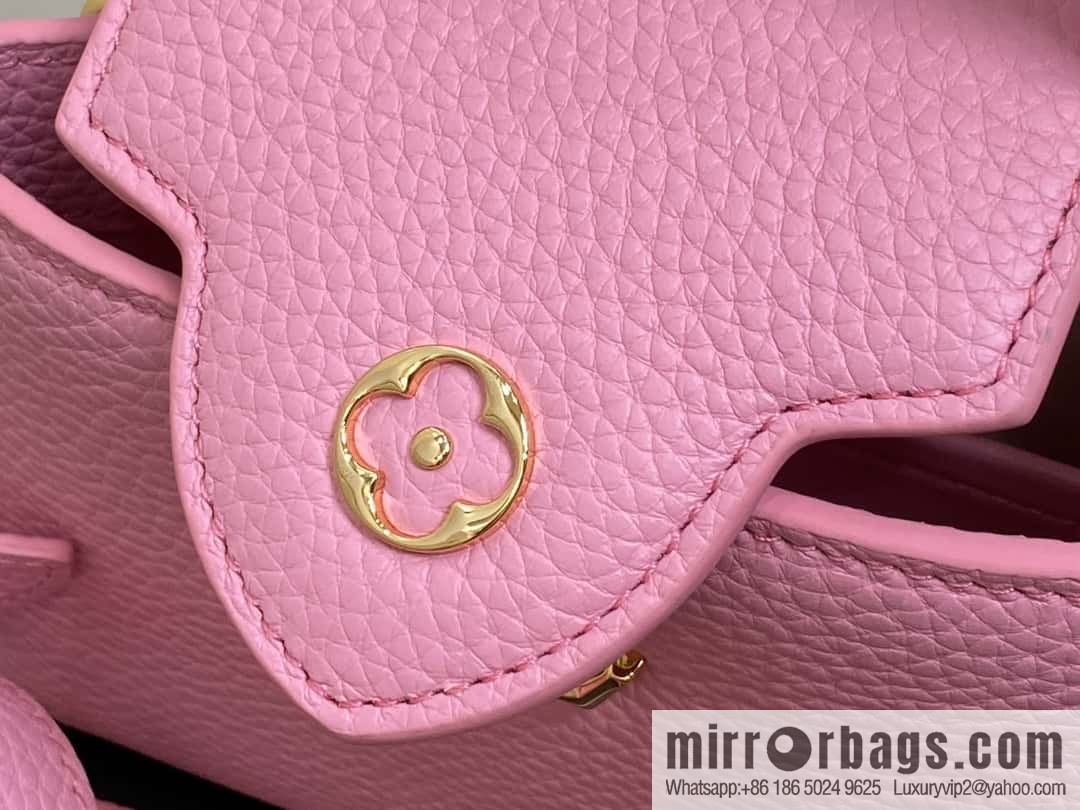 [Boutique‑grade] M23943 pink full leather cap that English series, this Capucines mini handbag