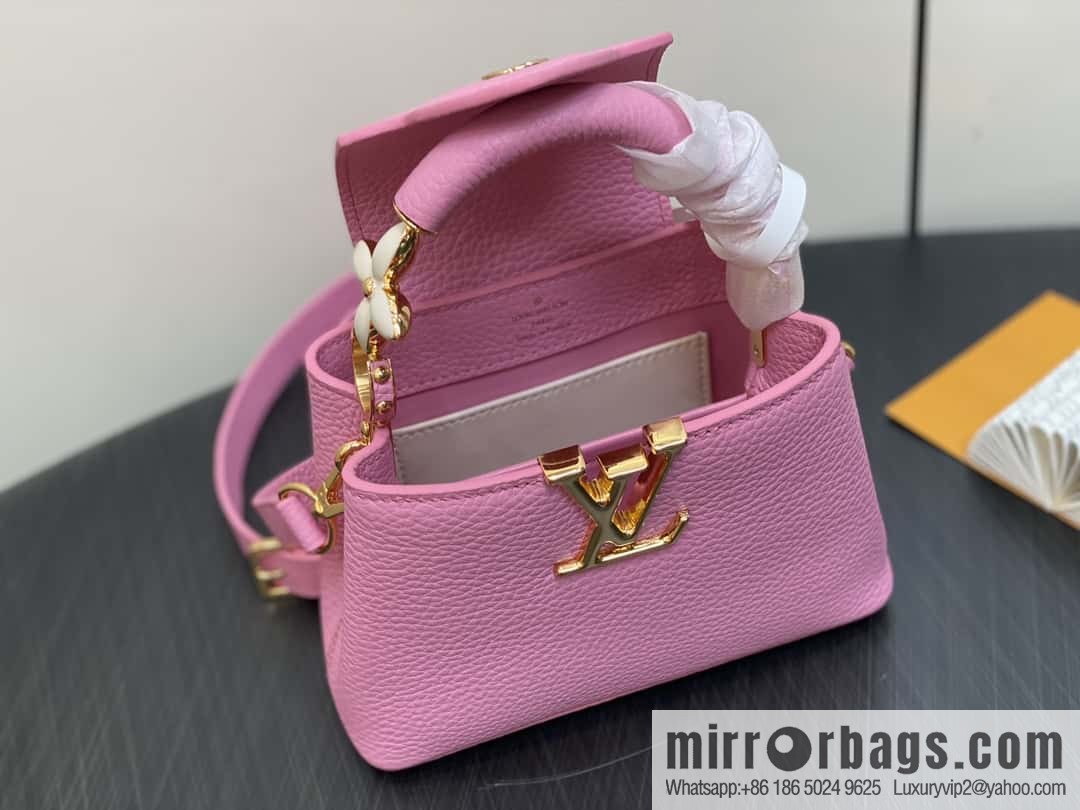[Boutique‑grade] M23943 pink full leather cap that English series, this Capucines mini handbag