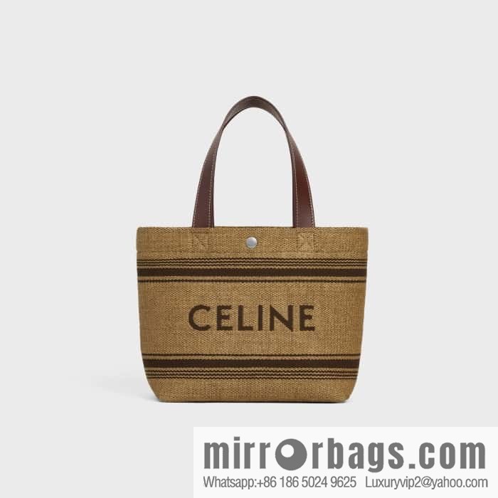 CELINE CABAS mini plant material effect fabric wagyu leather (fabric) handbag 116992