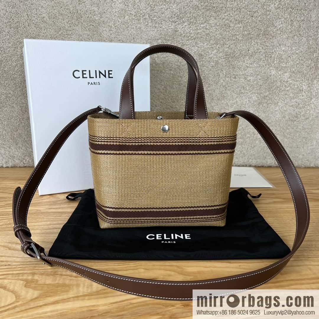 CELINE CABAS mini plant material effect fabric wagyu leather (fabric) handbag 116992