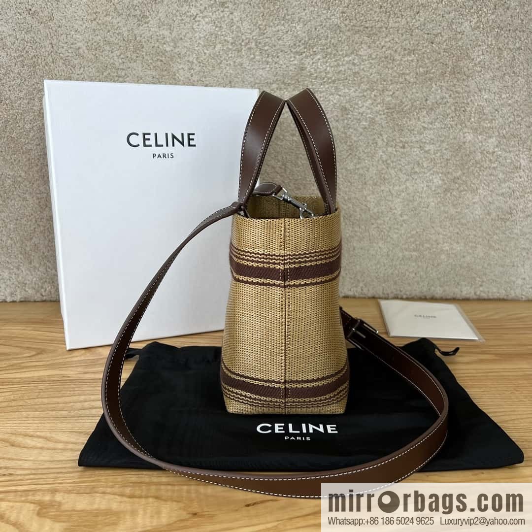CELINE CABAS mini plant material effect fabric wagyu leather (fabric) handbag 116992
