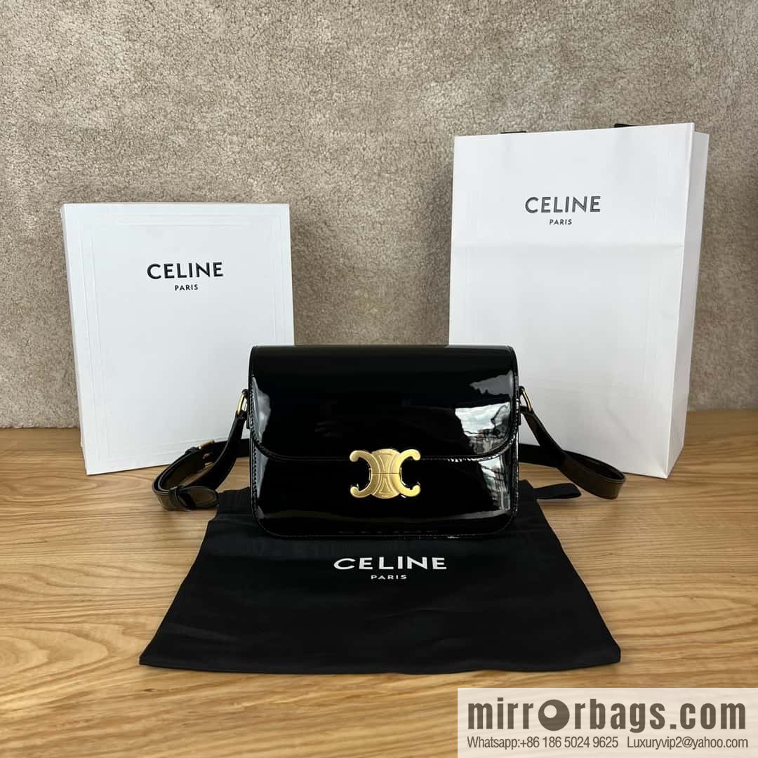 CELINE TRIOMPHE black patent leather shoulder backpack 187363