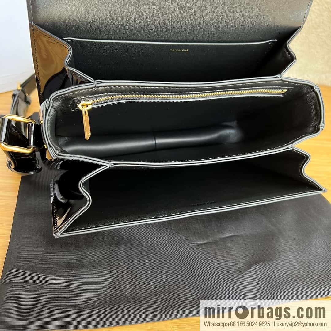 CELINE TRIOMPHE black patent leather shoulder backpack 187363