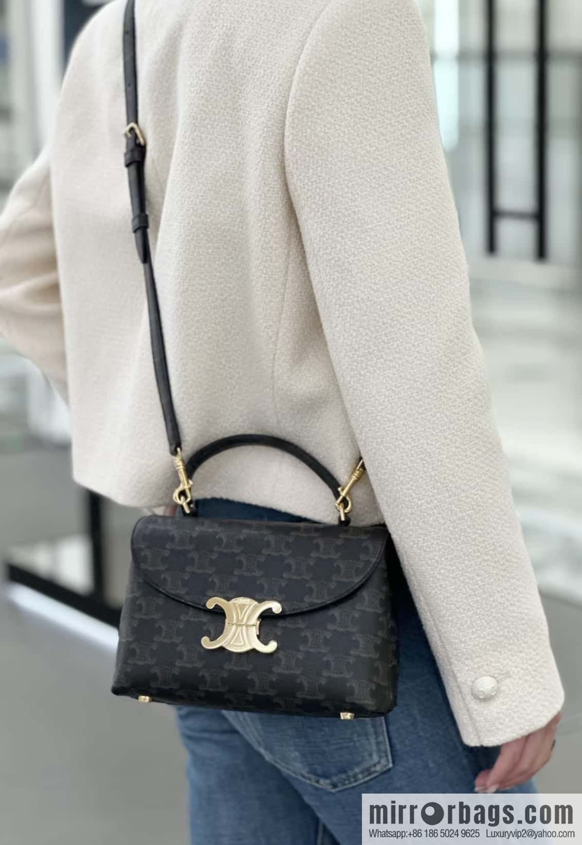 CELINE NINO S logo printed cow leather (fabric) handbag 118113 monogram