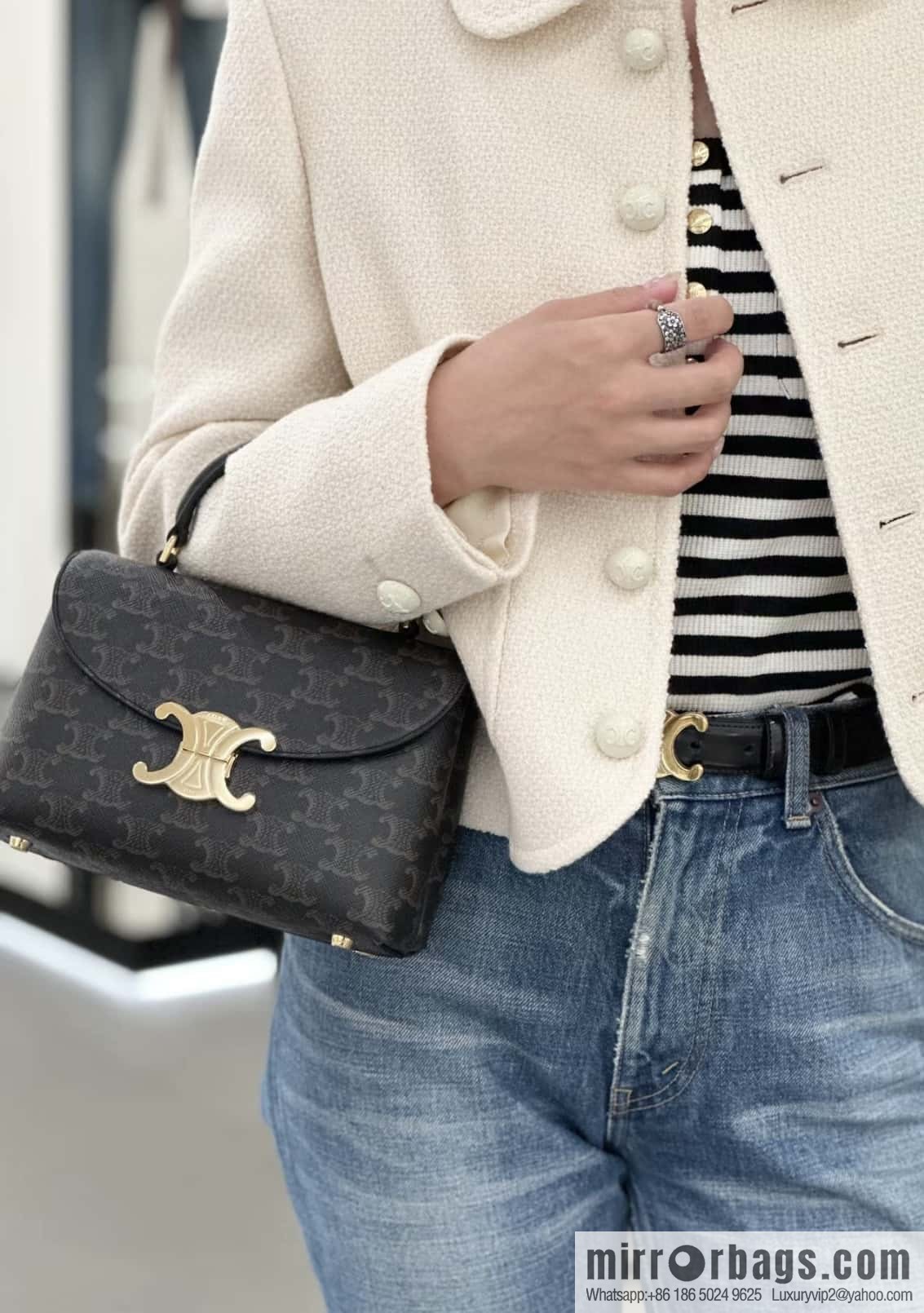 CELINE NINO S logo printed cow leather (fabric) handbag 118113 monogram