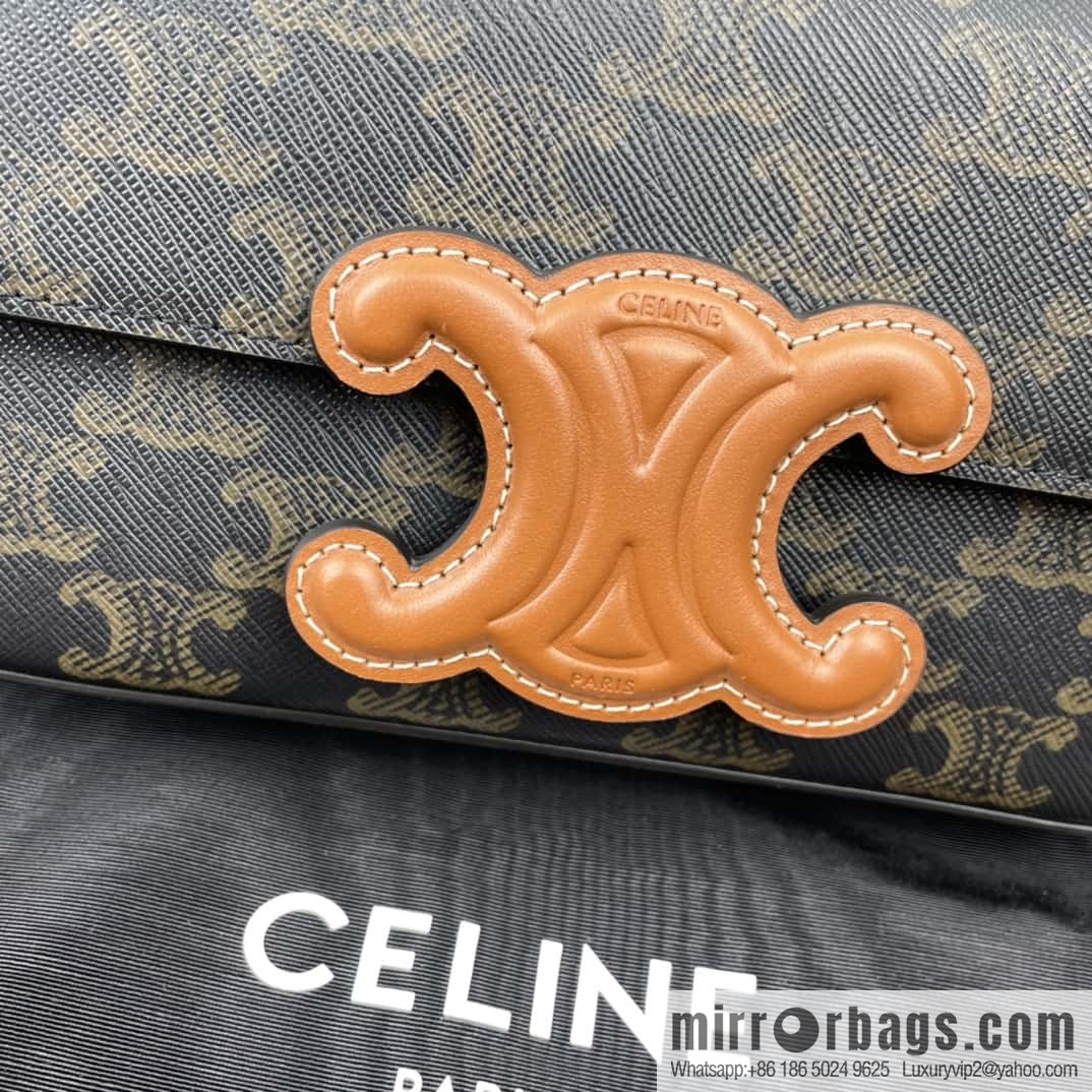 CELINE TRIOMPHE logo printed cow leather (fabric) chain strap shoulder backpack 199242 monogram