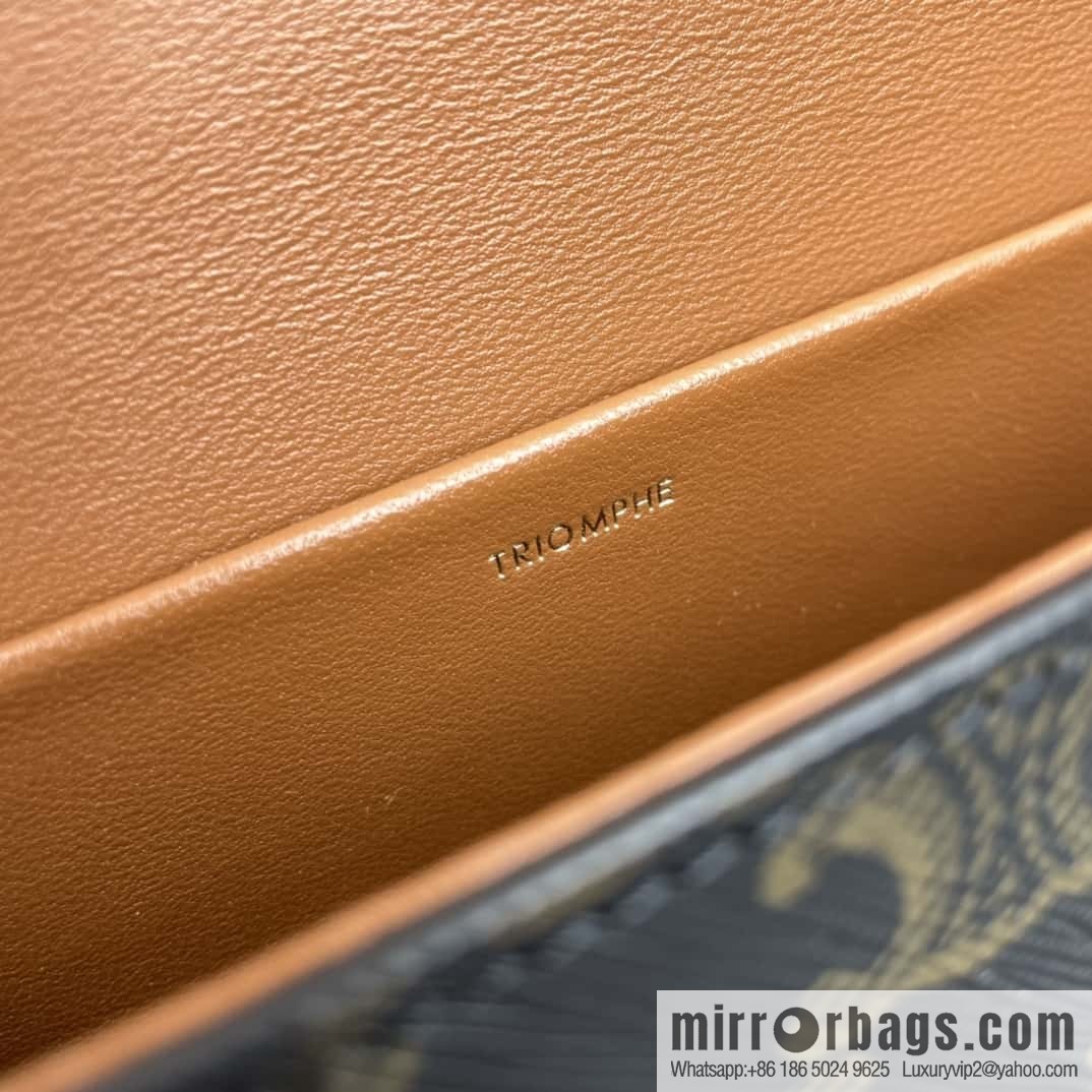 CELINE TRIOMPHE logo printed cow leather (fabric) chain strap shoulder backpack 199242 monogram