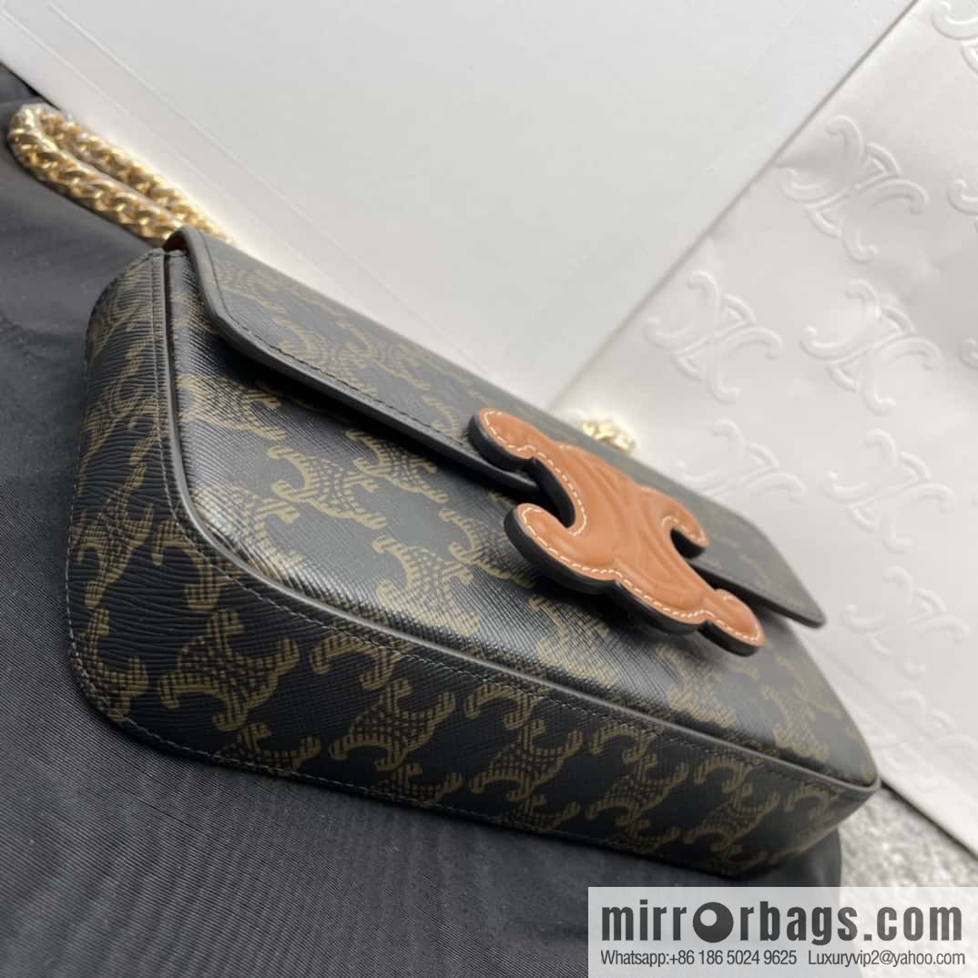 CELINE TRIOMPHE logo printed cow leather (fabric) chain strap shoulder backpack 199242 monogram