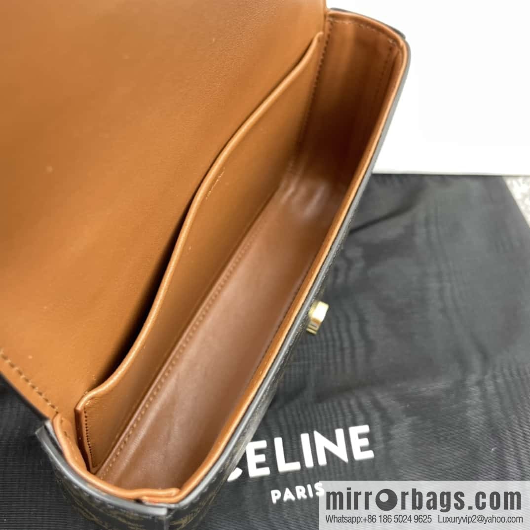 CELINE TRIOMPHE logo printed cow leather (fabric) chain strap shoulder backpack 199242 monogram