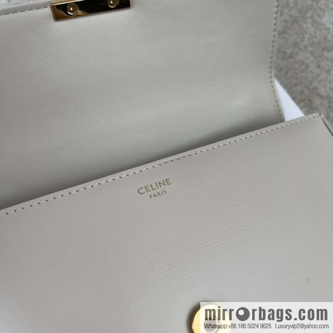 CELINE TRIOMPHE glossy cow leather (fabric) chain strap backpack 199243 white