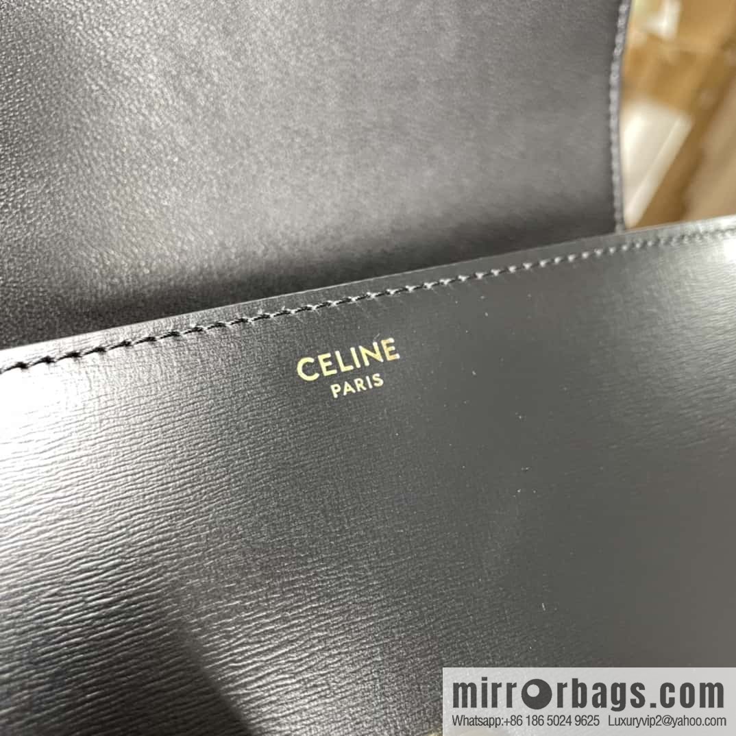 CELINE TRIOMPHE shiny cow leather (fabric) chain strap shoulder backpack 199243 black