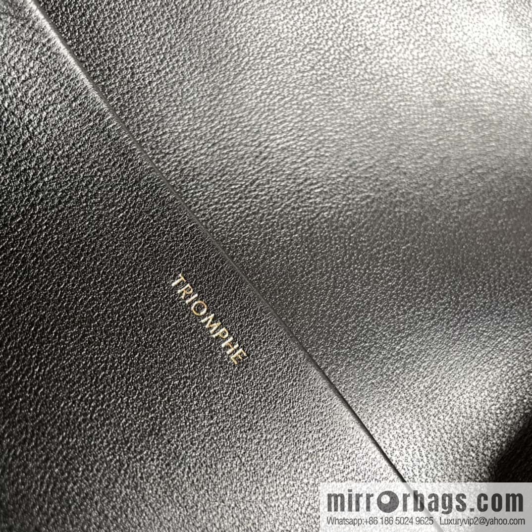 CELINE TRIOMPHE shiny cow leather (fabric) chain strap shoulder backpack 199243 black
