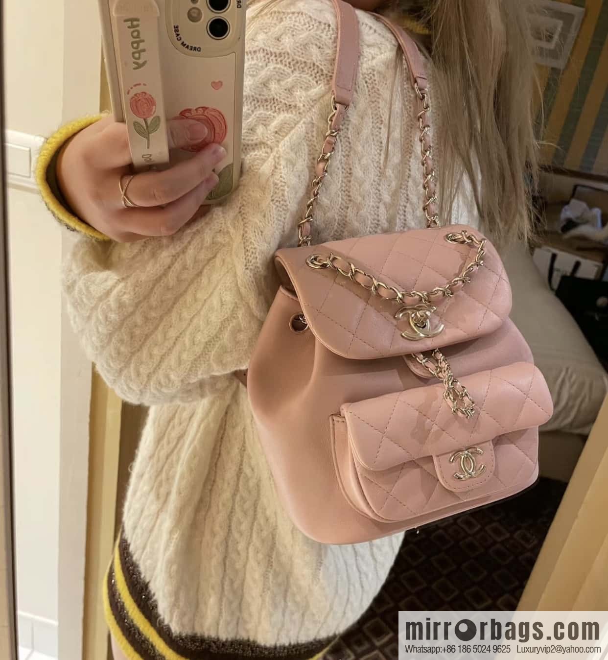 𝗖𝗛𝗔𝗘𝗡𝗟✦ 𝟐𝟒𝐩 backpack 🎒 pink AS2908