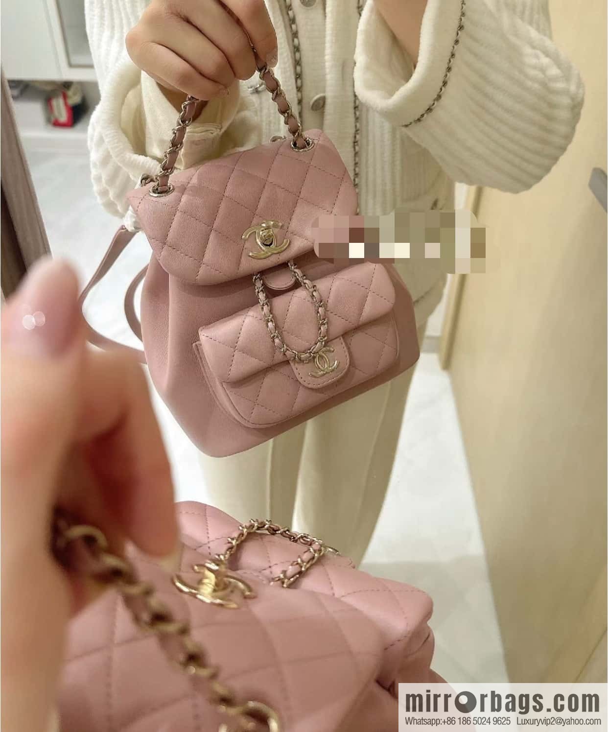 𝗖𝗛𝗔𝗘𝗡𝗟✦ 𝟐𝟒𝐩 backpack 🎒 pink AS2908