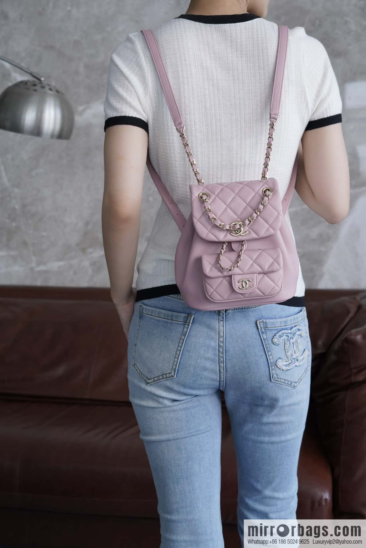 𝗖𝗛𝗔𝗘𝗡𝗟✦ 𝟐𝟒𝐩 backpack 🎒 pink AS2908