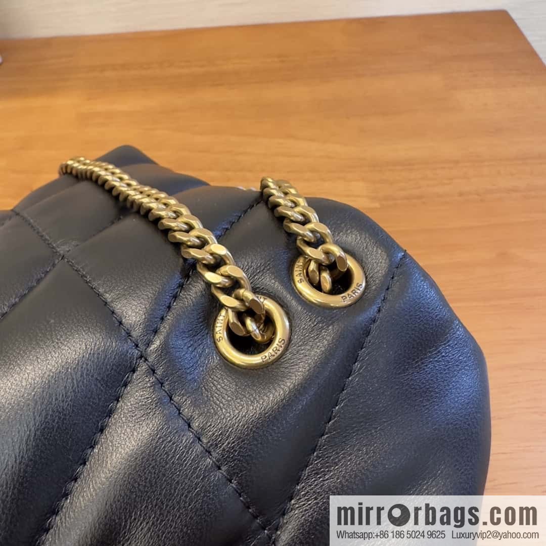 YSL 𝑳𝒐𝒖𝑳𝒐𝒖 𝒑𝒖𝒇𝒇𝒆𝒓 𝒎𝒊𝒏𝒊 2 3CM black gold buckle • double chain strap 759337