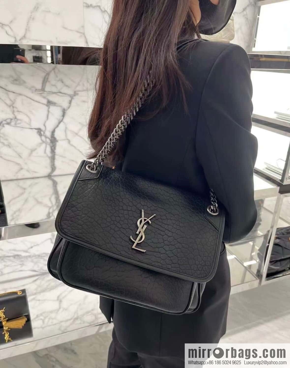 YSL counter most 🆕 sheepskin black silver 633178