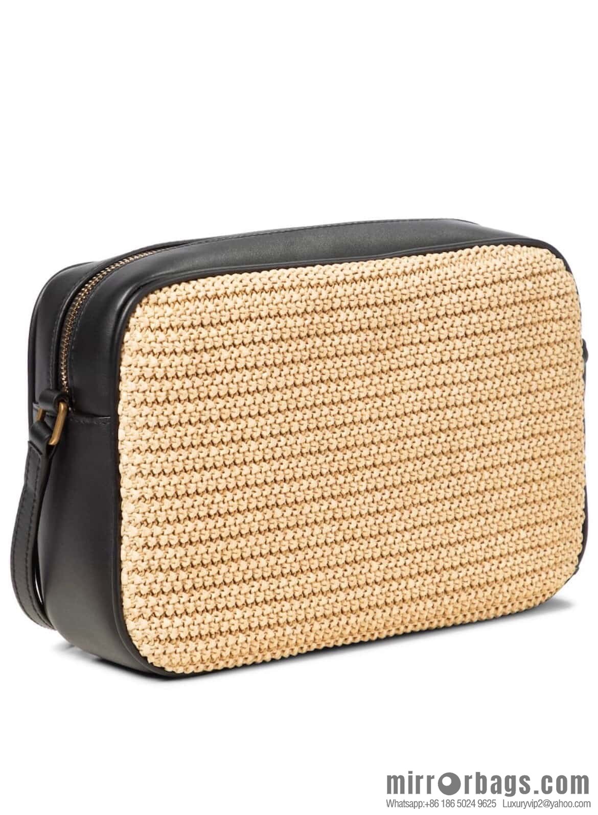 YSL camera bag _ black leather with woven 520534