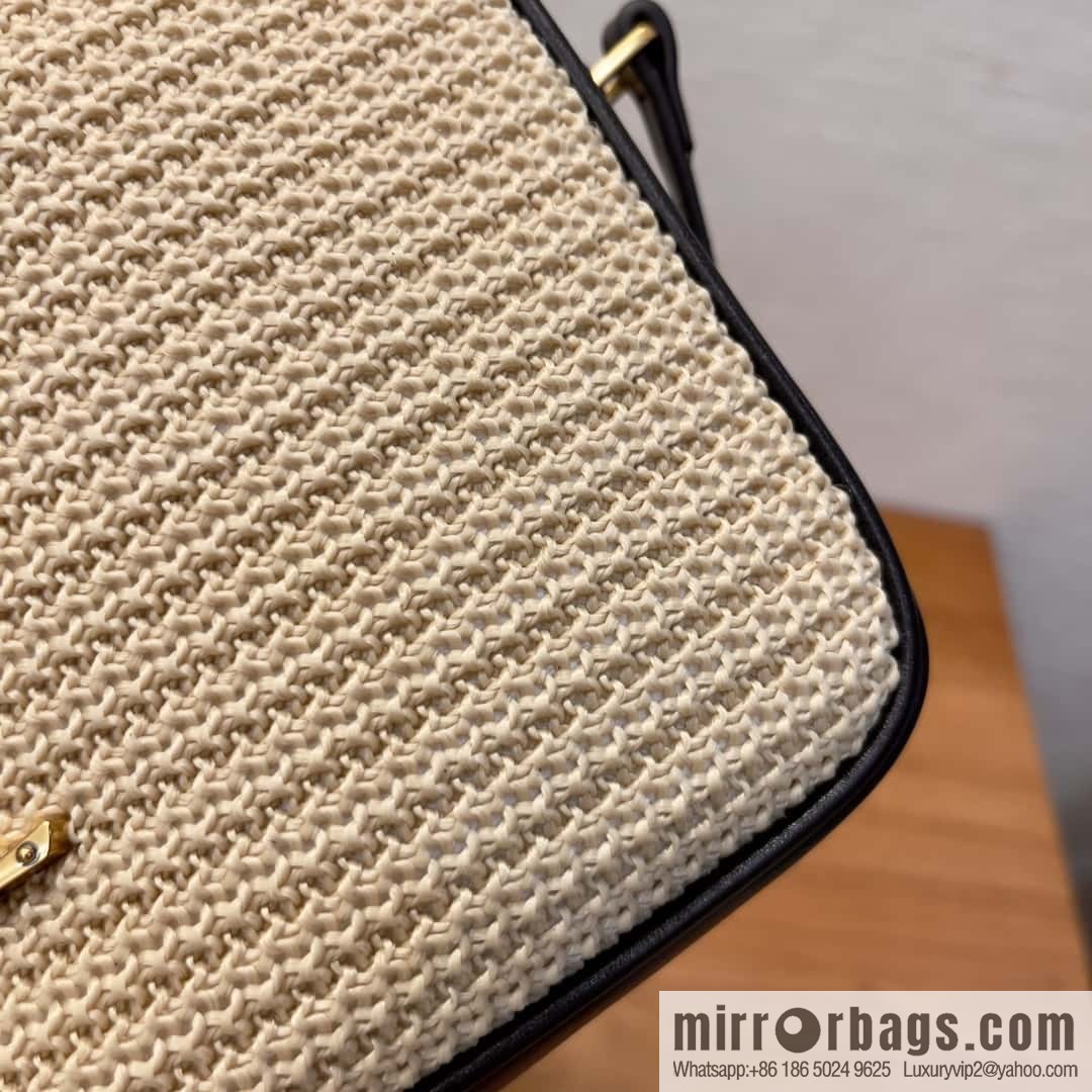 YSL camera bag _ black leather with woven 520534