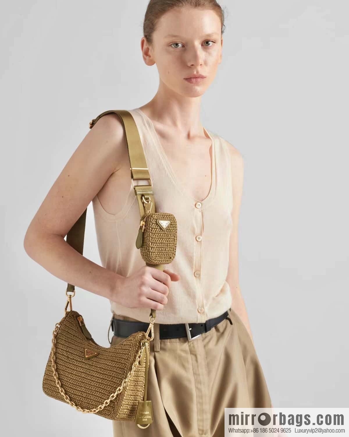 PRADA 🎉 straw three-in-one 🎉 1BH204 new color🎉