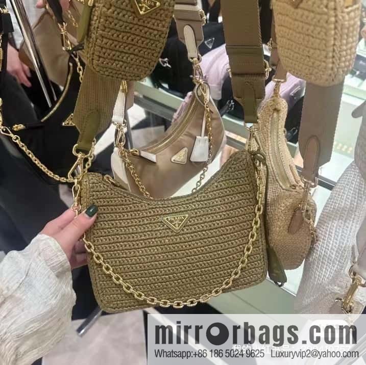 PRADA 🎉 straw three-in-one 🎉 1BH204 new color🎉