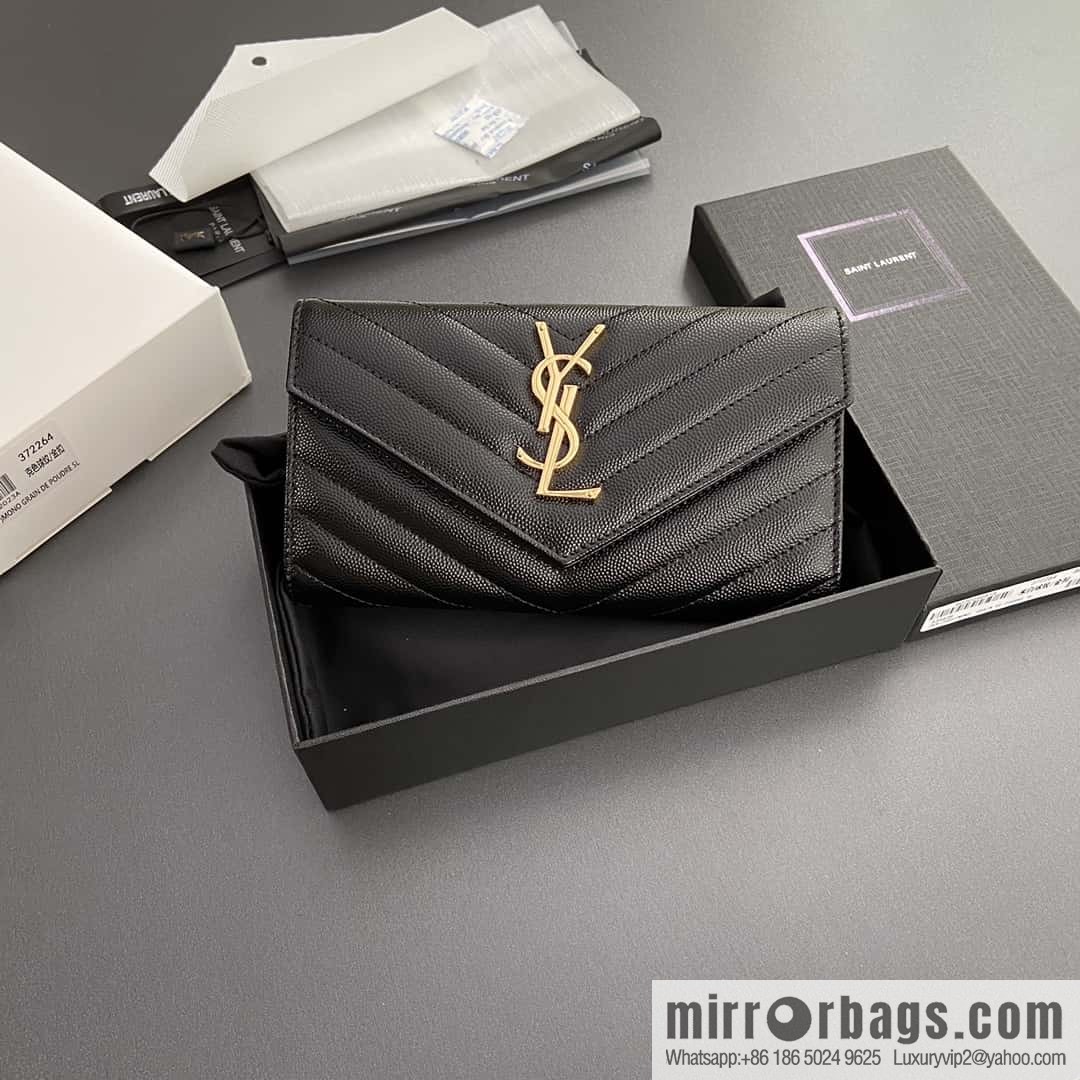 YSL MATELASSE flip grain embossed leather (fabric) wallet 372264