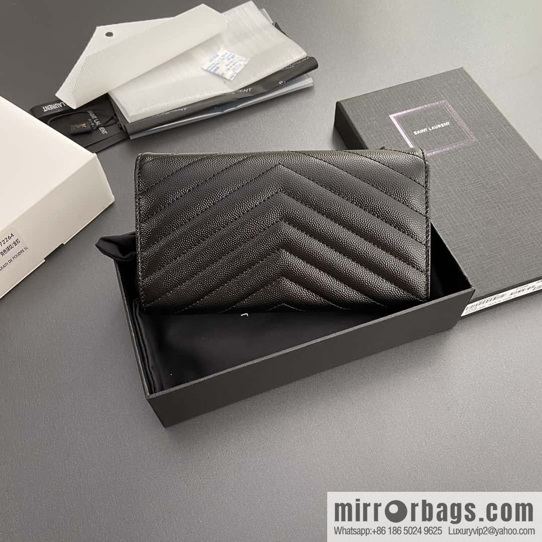 YSL MATELASSE flip grain embossed leather (fabric) wallet 372264
